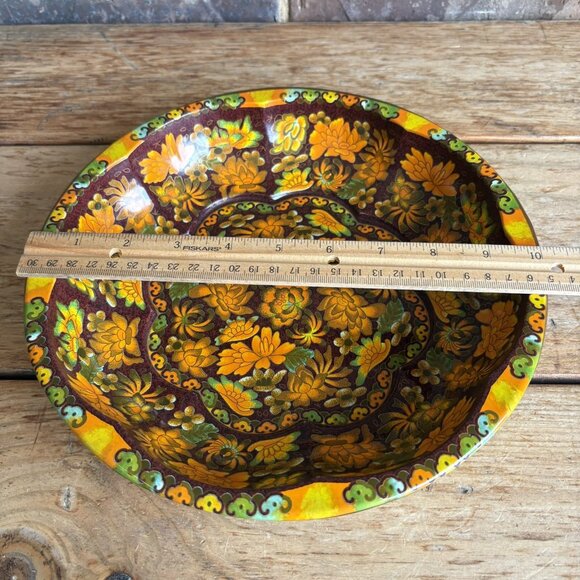 Daher Decorated Ware 1971 Tray Autumn Floral Brown Orange Green Turquoise - Picture 8 of 9